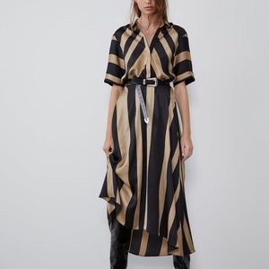 Satin Effect Stripe Dress - Zara